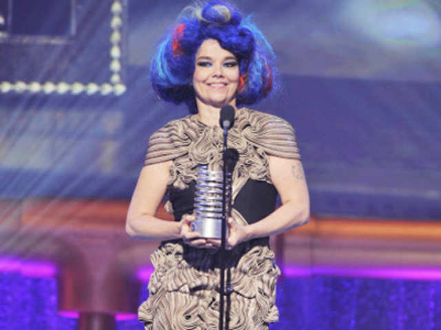Musician Bjork accepts her artist of the year award at the 16th annual Webby Awards in New York May 21, 2012. (Reuters)Musician Bjork accepts her artist of the year award