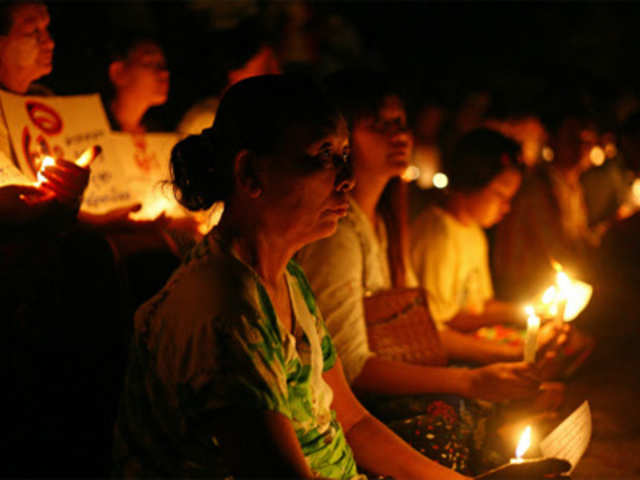 Myanmar people during a protest against severe power cuts