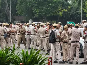 New Delhi, Sep 06: Police personnel deployed at Mandi House ahead of the 1...