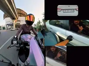 Woman biker in Gurugram hit by a car chasing from behind, thrown off onto the road; car driver refused to stop, runs away without helping