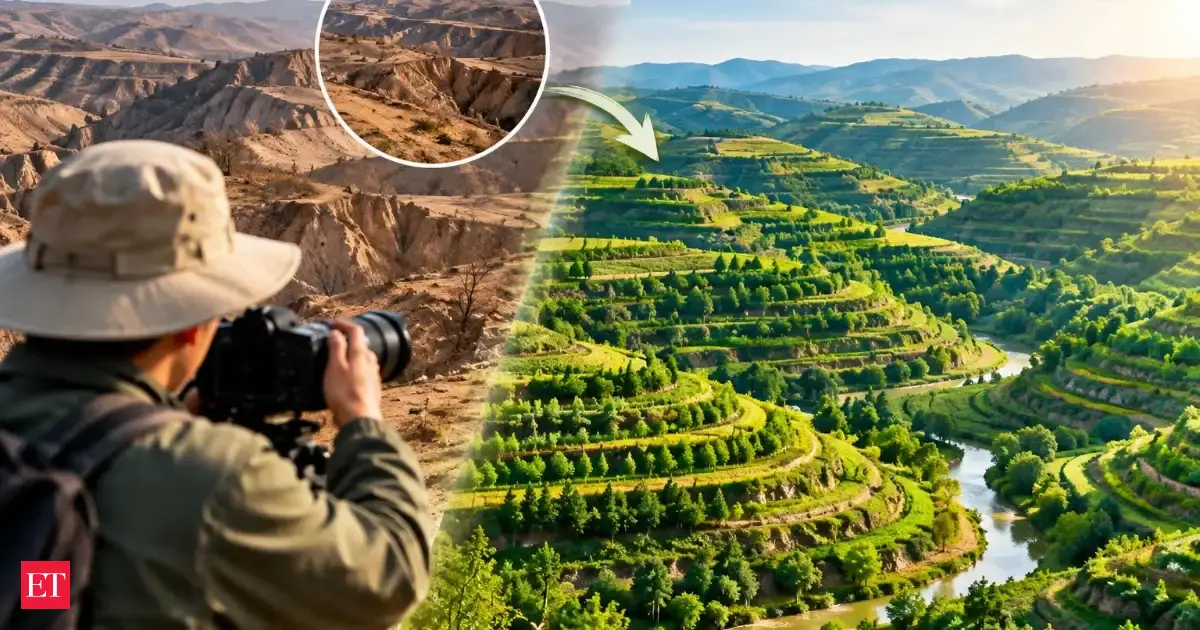 In 1995, John D. Liu filmed 1 Loess Plateau project in China where slopes were terraced, vegetation restored and water managed. 25 years later, 35,000 sq km had recovered