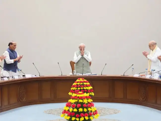 PM Modi, others at a cabinet meeting