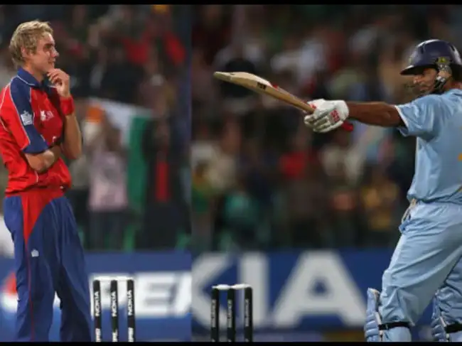 Yuvraj Singh and Stuart Broad