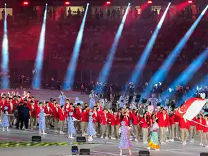 Photos show the opening ceremony of the Asian Games held in Japan