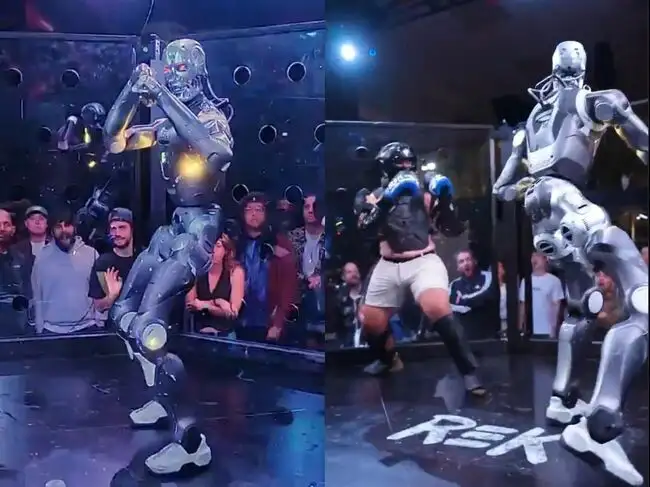 Robot beats up human in a cage: 6-foot humanoid's brutal kicks bring ...