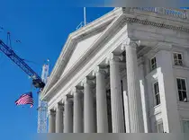 The Treasury Building on day two of a partial government shutdown in Washington