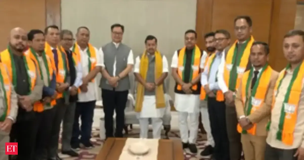 Eight United Democratic Party legislators join Bharatiya Janata Party in New Delhi