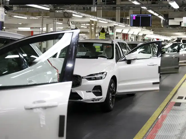 FILE PHOTO: Volvo Cars begins production of its upcoming flagship, the mid-sized electric SUV EX60, in Gothenburg.