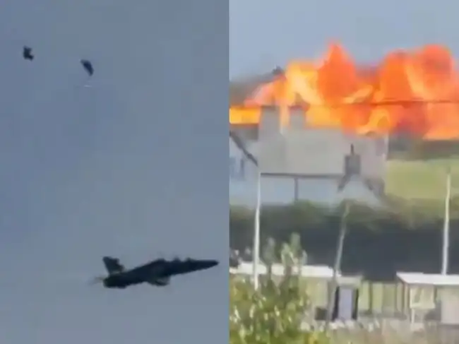 Watch: RAF T2 Hawk jet crashes and bursts into flames in North Wales ...