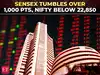 Sensex crashes over 1,000 points, Nifty50 below 22,850; erases nearly ₹6 lakh cr in an hour
