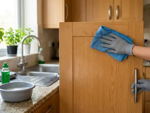 Wipe Kitchen Cabinets With A Damp Cloth