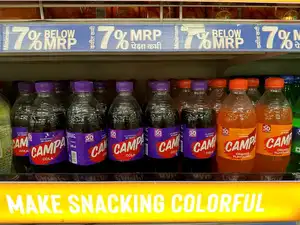 Bottles of Campa Cola are displayed at a Reliance Smart supermarket in Mumbai, India March 20, 2023.