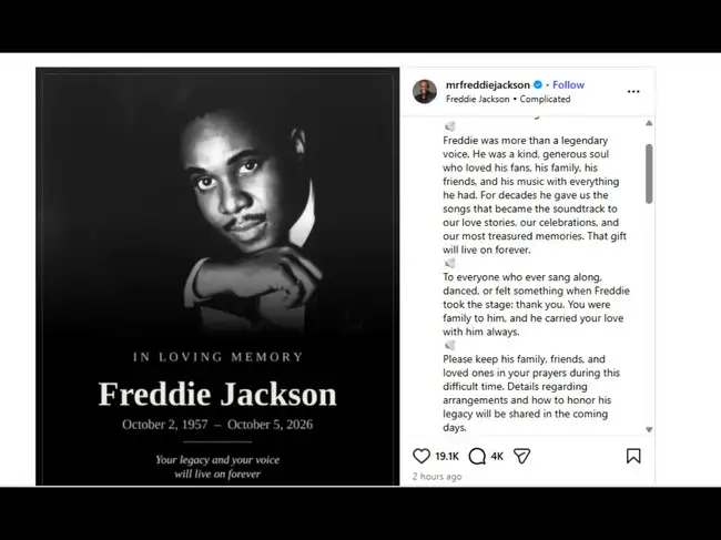 Freddie Jackson Death
