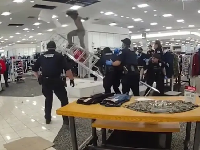 WATCH: Burglar hiding in Macy’s store ceiling comes crashing down in ...