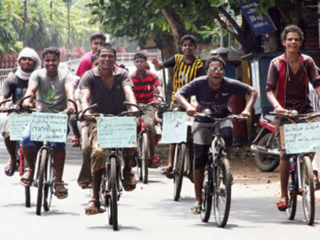 Youngsters showing an alternative to the motorists