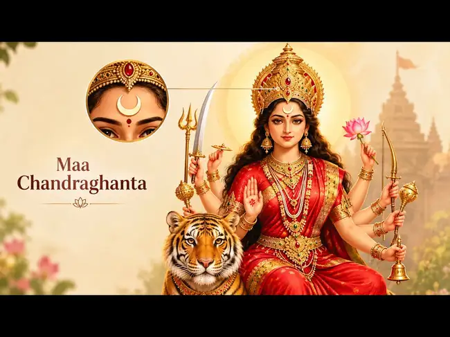Why Maa Chandraghanta Has a Bell-Shaped Moon on Her Forehead and What ...