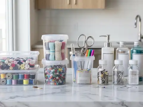 Arrange craft and sewing supplies