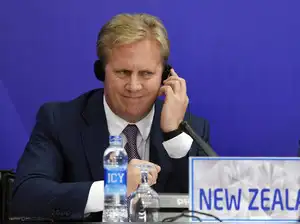 New Zealand's Trade Minister Todd McClay listens during a joint press conference held on the sideline of the Asia-Pacific Economic Cooperation (APEC)'s 23rd Ministers responsible for Trade Meeting