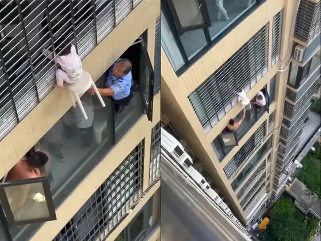 Watch: Toddler left alone at home dangles from 12th-floor window in ...