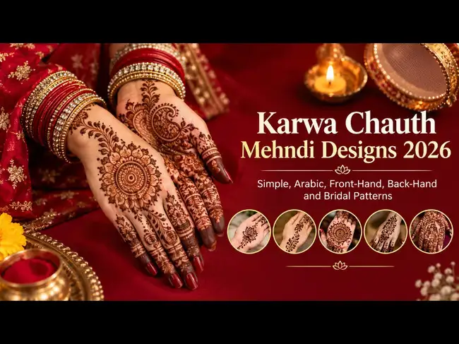 Mehndi Design for Karwa Chauth 2026: 25+ Simple, Arabic, Front-Hand ...