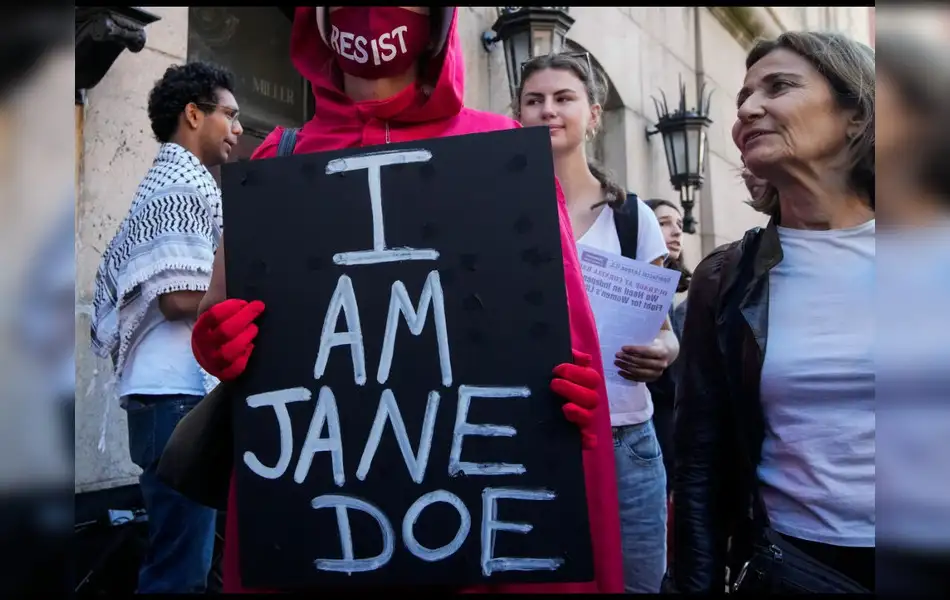 Stop Sexual Violence protest as part of US rallies being held in wake of Cornell University rape allegations in New York