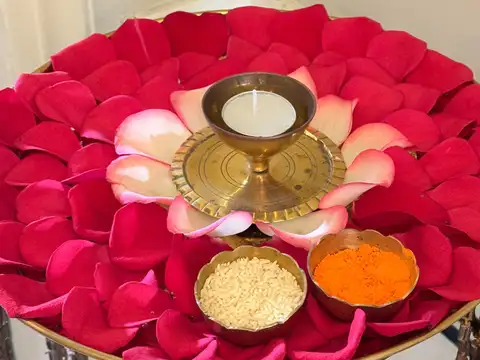 Rose petal thali for a simple floral arrangement