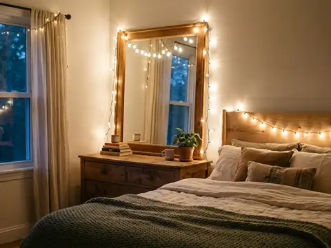 Turn old fairy lights into bedroom decor