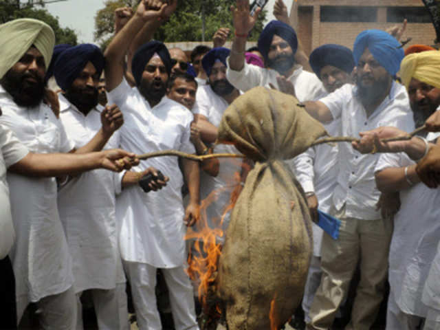 A strike against a petrol price hike in Amritsar 