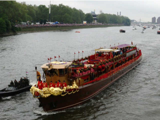 Spirit of Chartwell sails during the Thames Diamond Jubilee Pageant