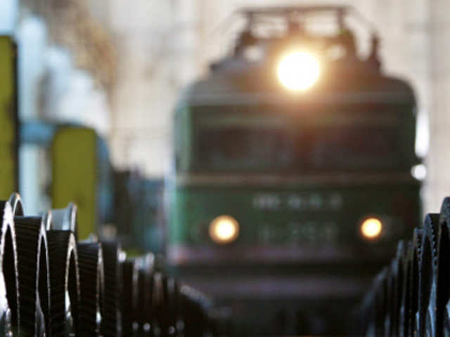 A locomotive inside a depot in Tbilisi