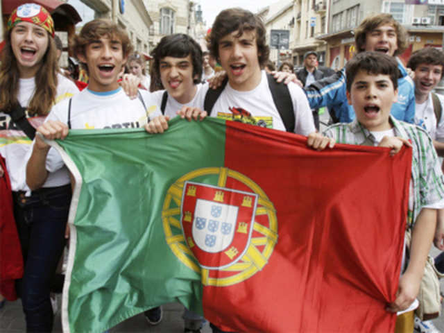 Portuguese football fans in Lviv