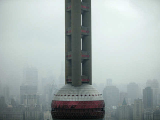 The Oriental Pearl TV Tower in downtown Shanghai