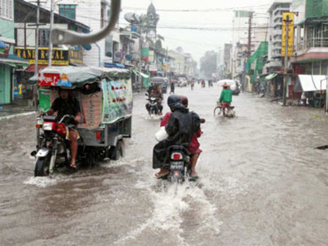 Flooded road in Myanmar