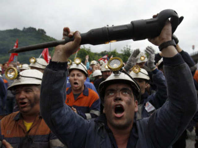 Spanish coal miners stage a nationwide strike
