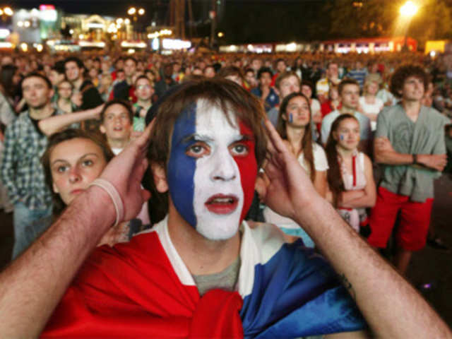 French fans at the Euro 2012 soccer championship quarterfinal match between Spain and France