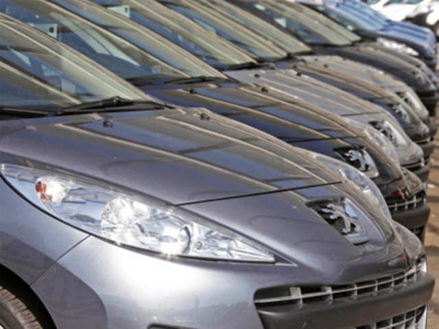 Second-hand Peugeot automobiles parked in Nice