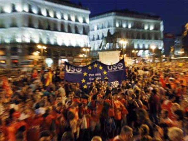 Protest against government austerity measures in central Madrid