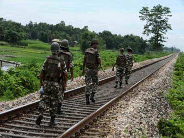 Indian paramilitary forces on patrol