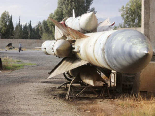 Missiles seen at a Syrian air defense base