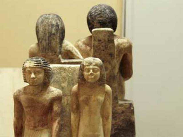 Statues that were found in princess Shert Nebti's tomb in Giza, Egypt