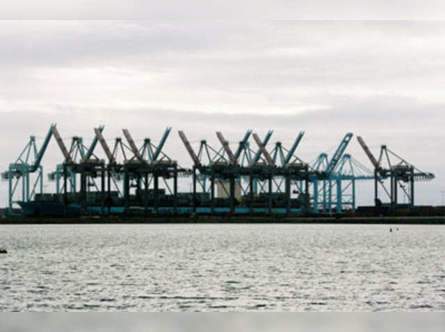 Idled shipping terminal at the port in Los Angeles