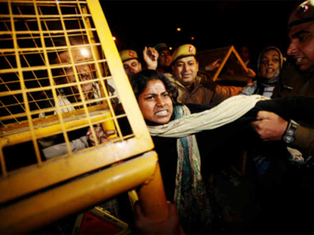 Women demonstrating against the brutal gang-rape