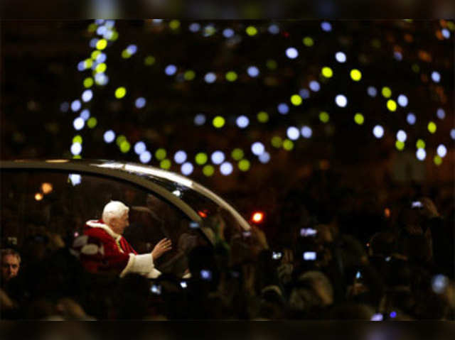 Pope Benedict XVI arrives in St Peter square