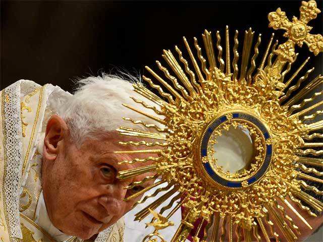 Pope Benedict XVI celebrates the Vespers and Te Deum prayers