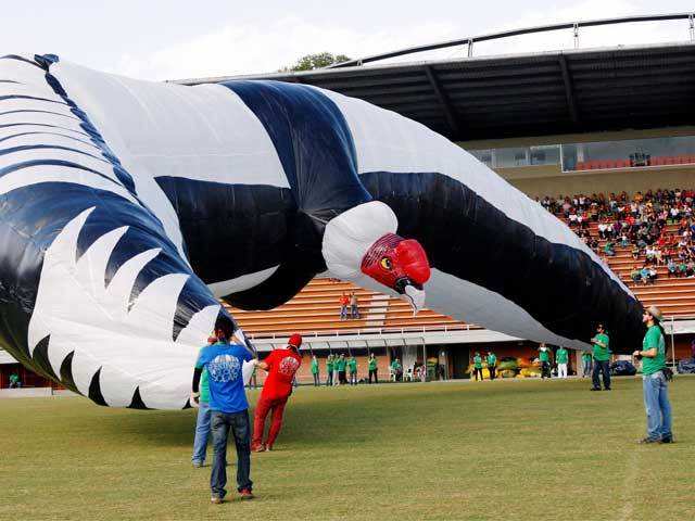 A balloon of condor is seen at solar balloon festival in Envigado