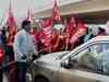 Protesting Trade Union workers set ablaze vehicles in Noida