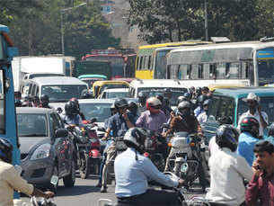 Gridlock: Footpaths are for bikers in Bangalore