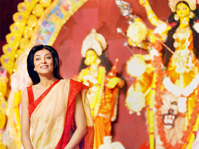 Sushmita Sen attends the Sarbojanin Durga Puja