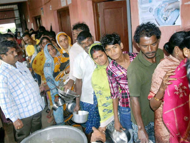 People at a rescue camp in Puri