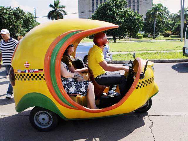 Coco taxi ride in Cuba
